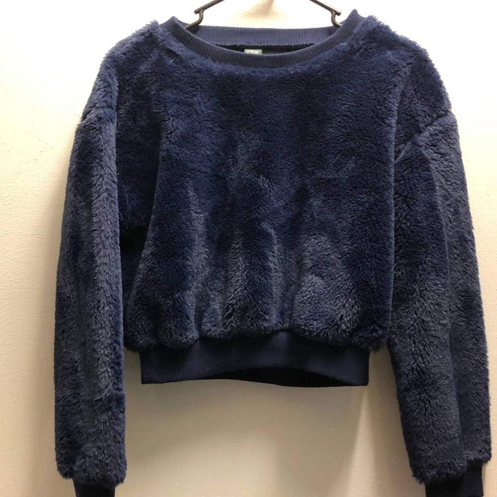 Navy Blue Fuzzy Top